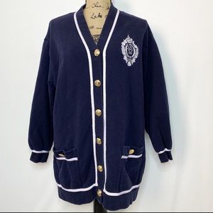 St. John Sport Navy Blue Button Up Cardigan